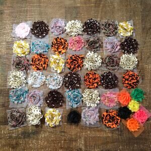 Handmade Flower Applique with Mesh Backing Multiple Colors Sewing Crafting
